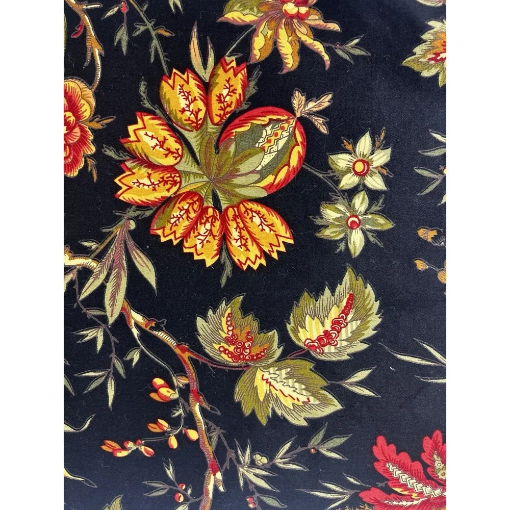 Waverly Felicite Noir Fabric Placemat Black Floral Jacobean Yellow Red